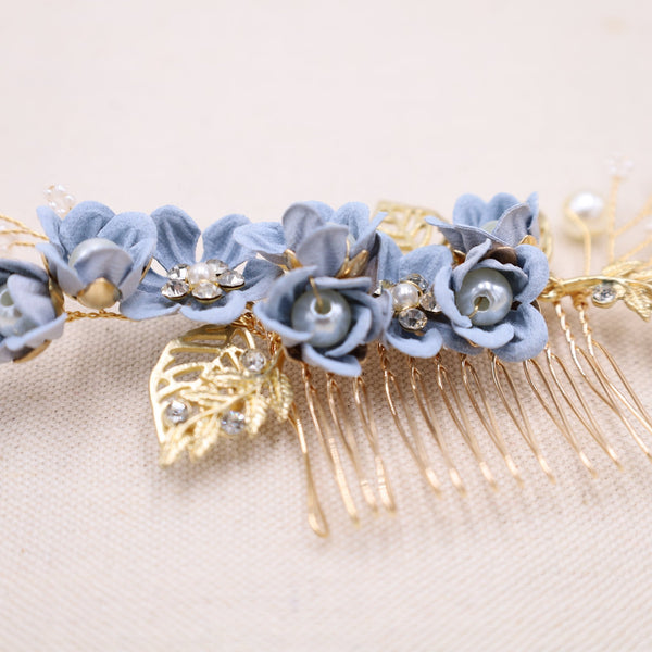 Blue Flower Hair Comb, Something Blue on sale