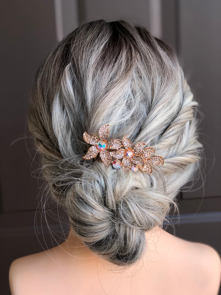 Rose Gold Crystal Hair Comb
