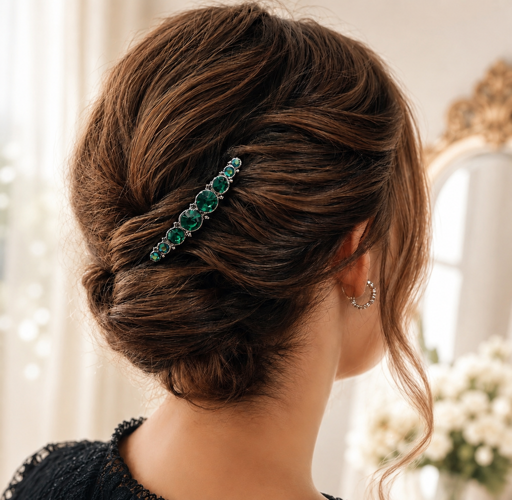 Emerald Green Hair Comb Set for Weddings | Symila | Symila