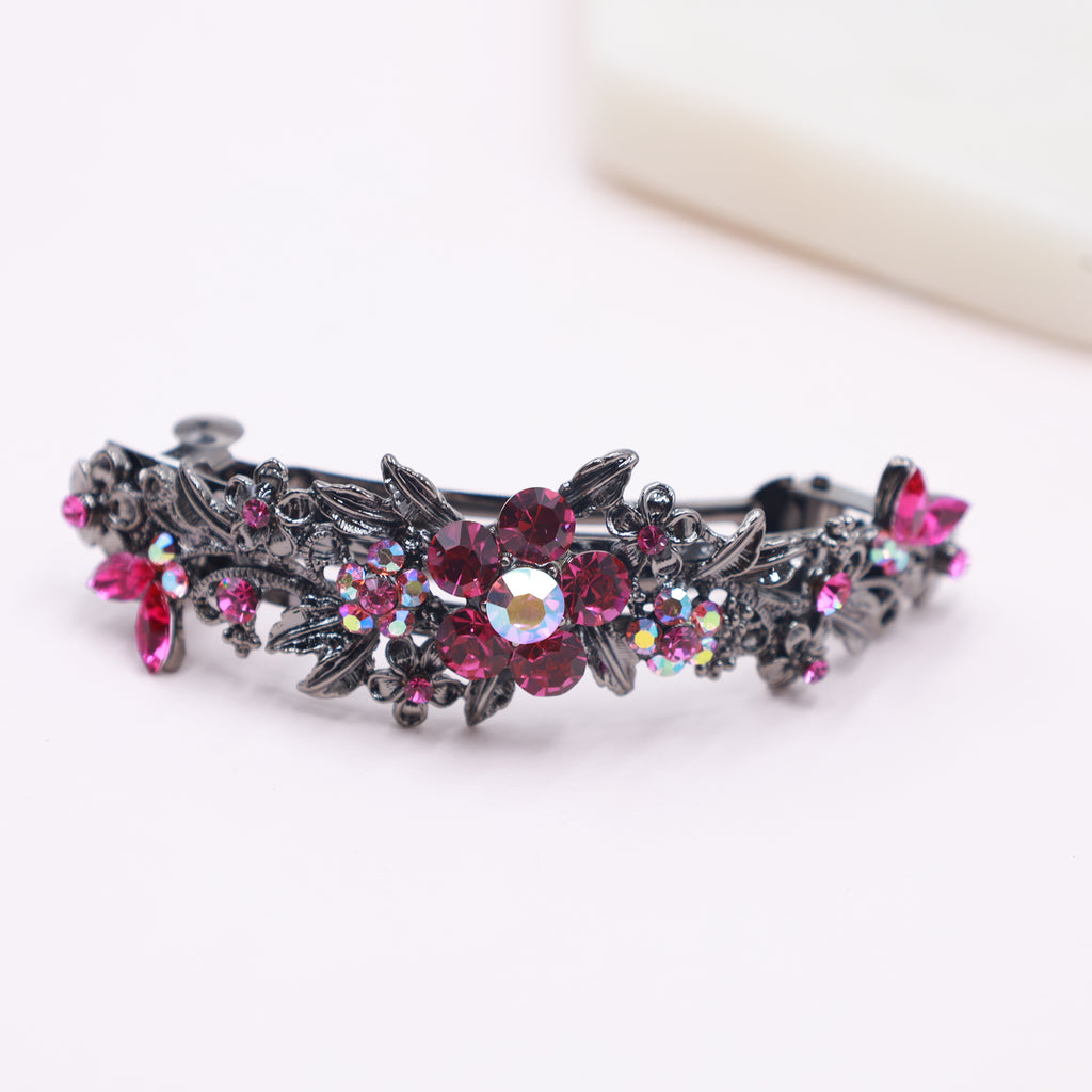 Pink fuchsia hair barrette vintage style