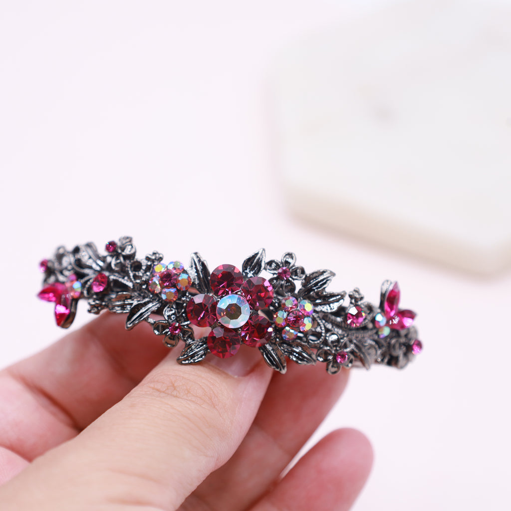 Curved barrette in fuchsia