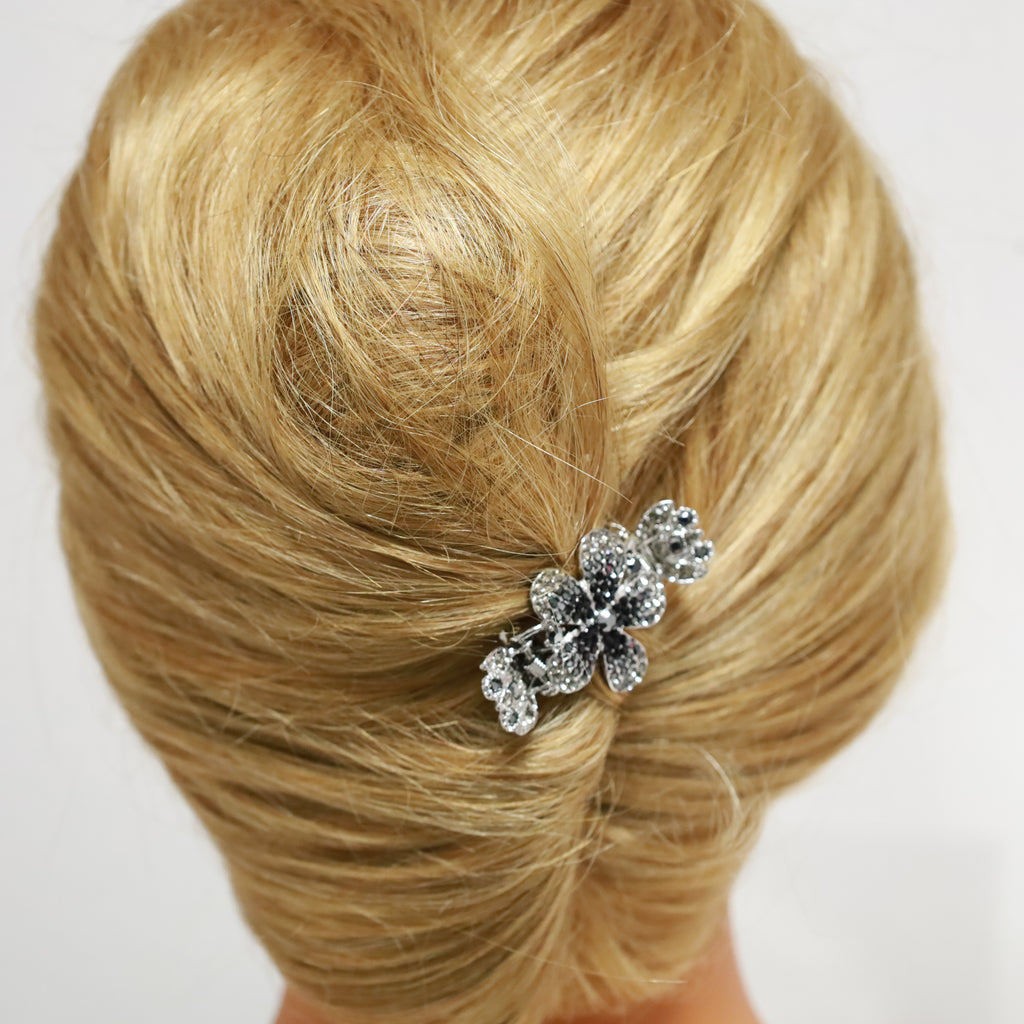 Elegant black rhinestone hair accessory for evening wear and parties