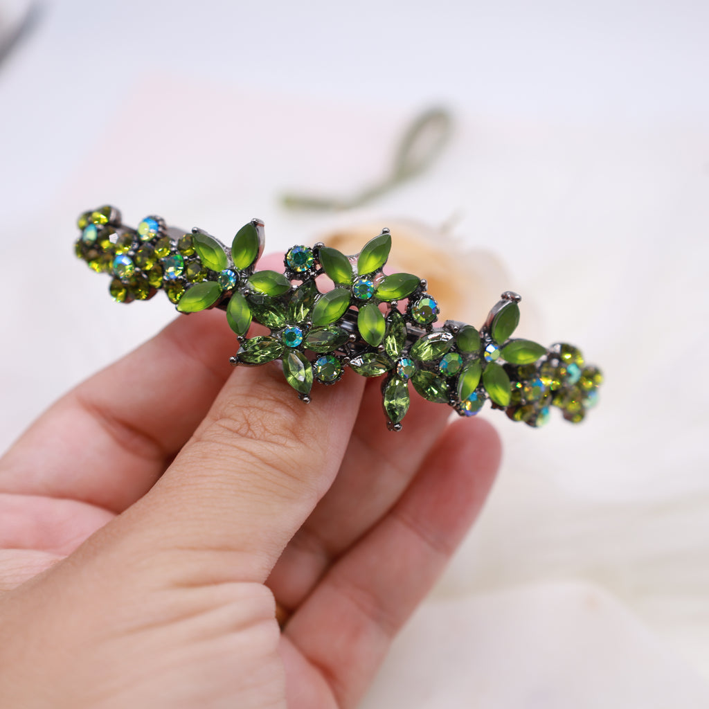 olive green formal hair accessory for formal occasions