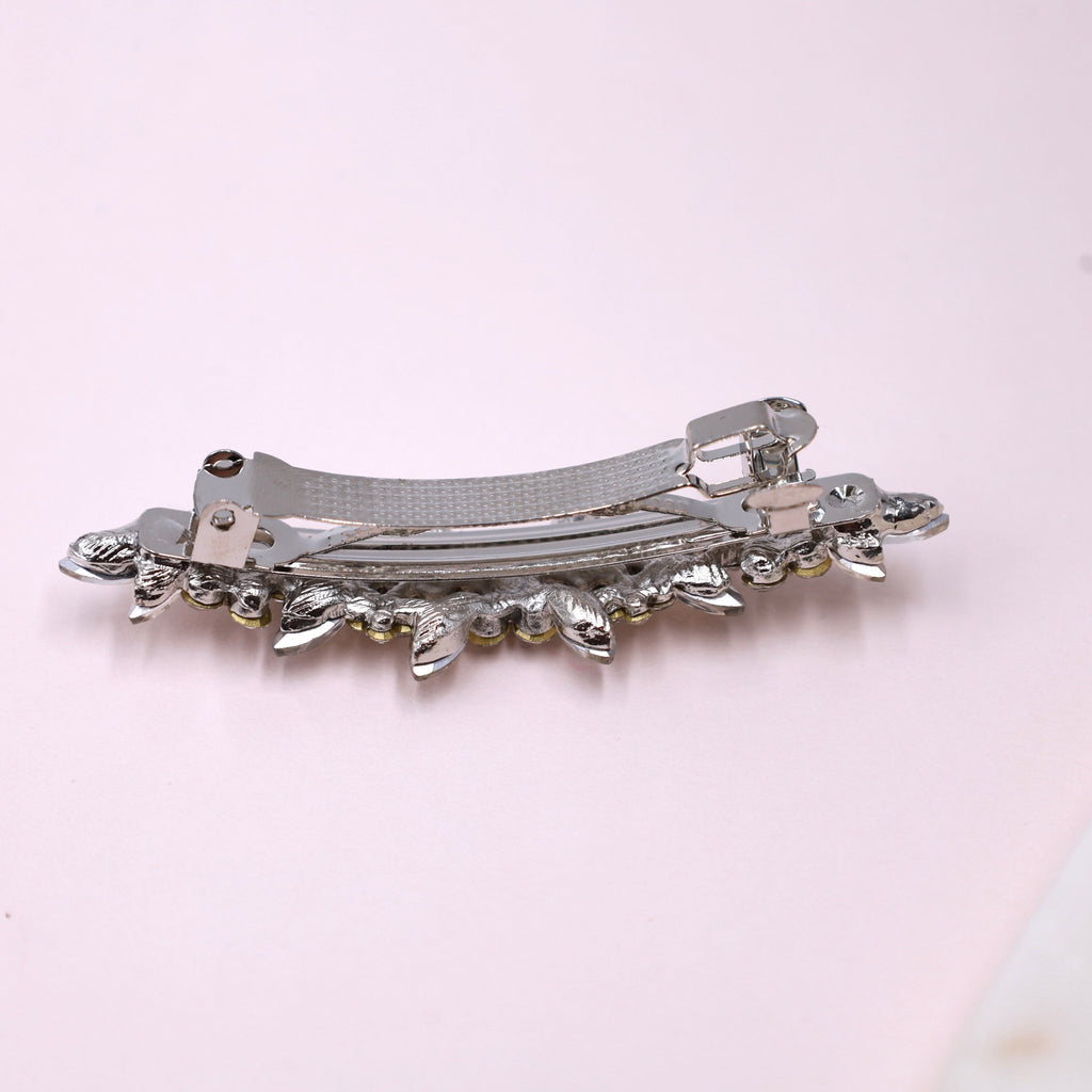 Clear Silver Crystal Hair Barrette | Stylish Hair Accessory for Thick Hair - Symila Fashion