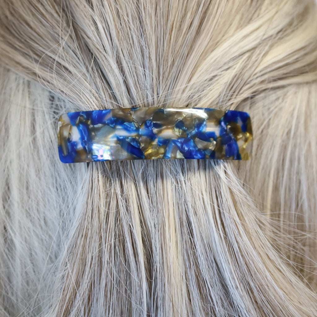 Dark Blue Swirl Hair Barrette - Symila Fashion