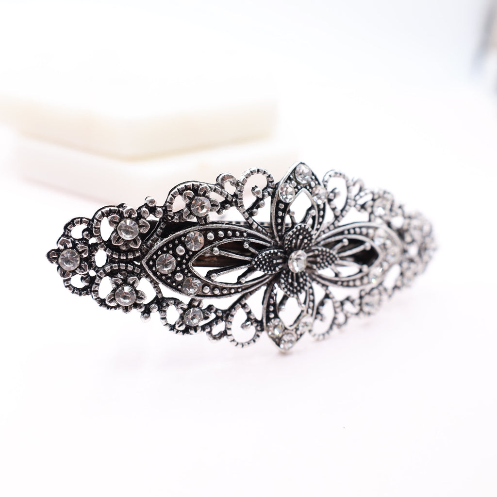 Dark Gray Metal Hair Clip Barrette - Symila Fashion