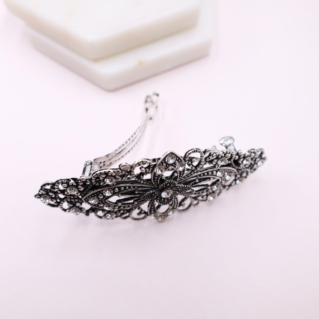 Dark Gray Metal Hair Clip Barrette - Symila Fashion