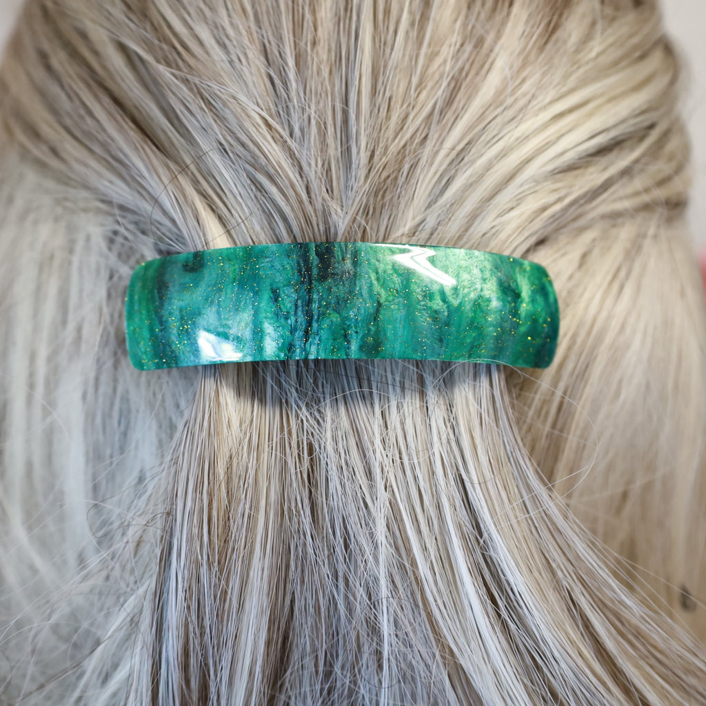 Dark Green Swirl Hair Barrette - Symila Fashion