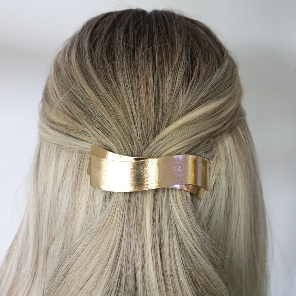 Gold Metal hair Clip Barrette - Symila Fashion
