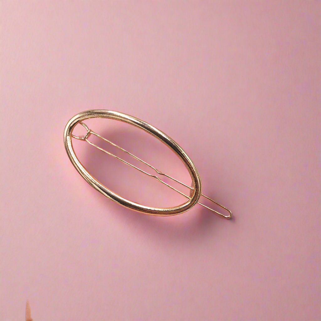 Gold Oval Metal Hairpin Barrette - Symila Fashion