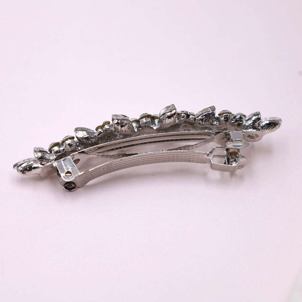 Gray Floral Crystal Barrette - Symila Fashion