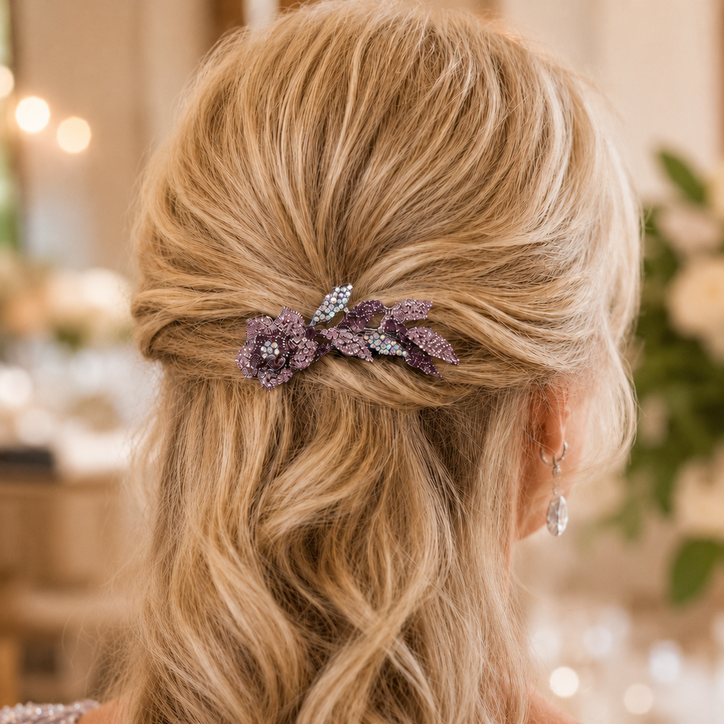 Purple Crystal Barrette for Weddings | Symila | Symila