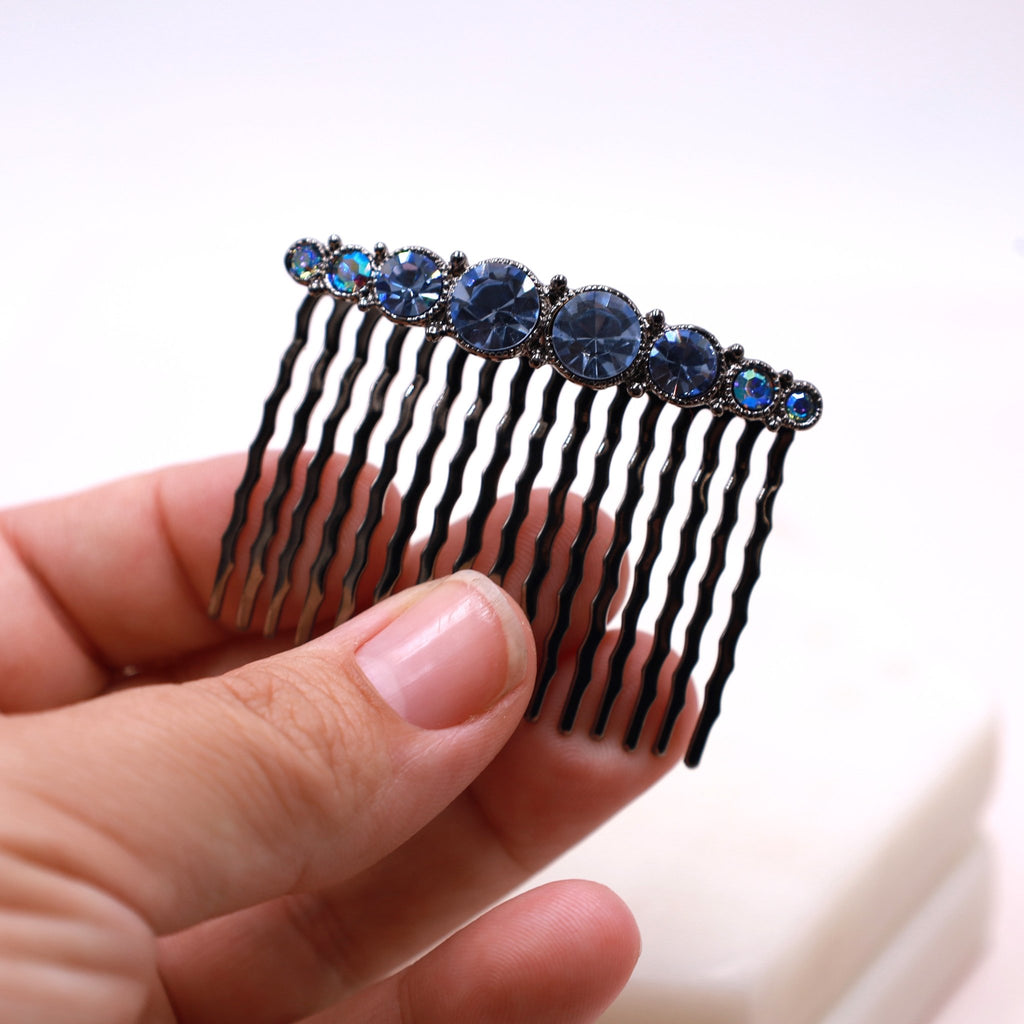 Light Blue Crystal Hair Accessorie Comb Set - Symila Fashion