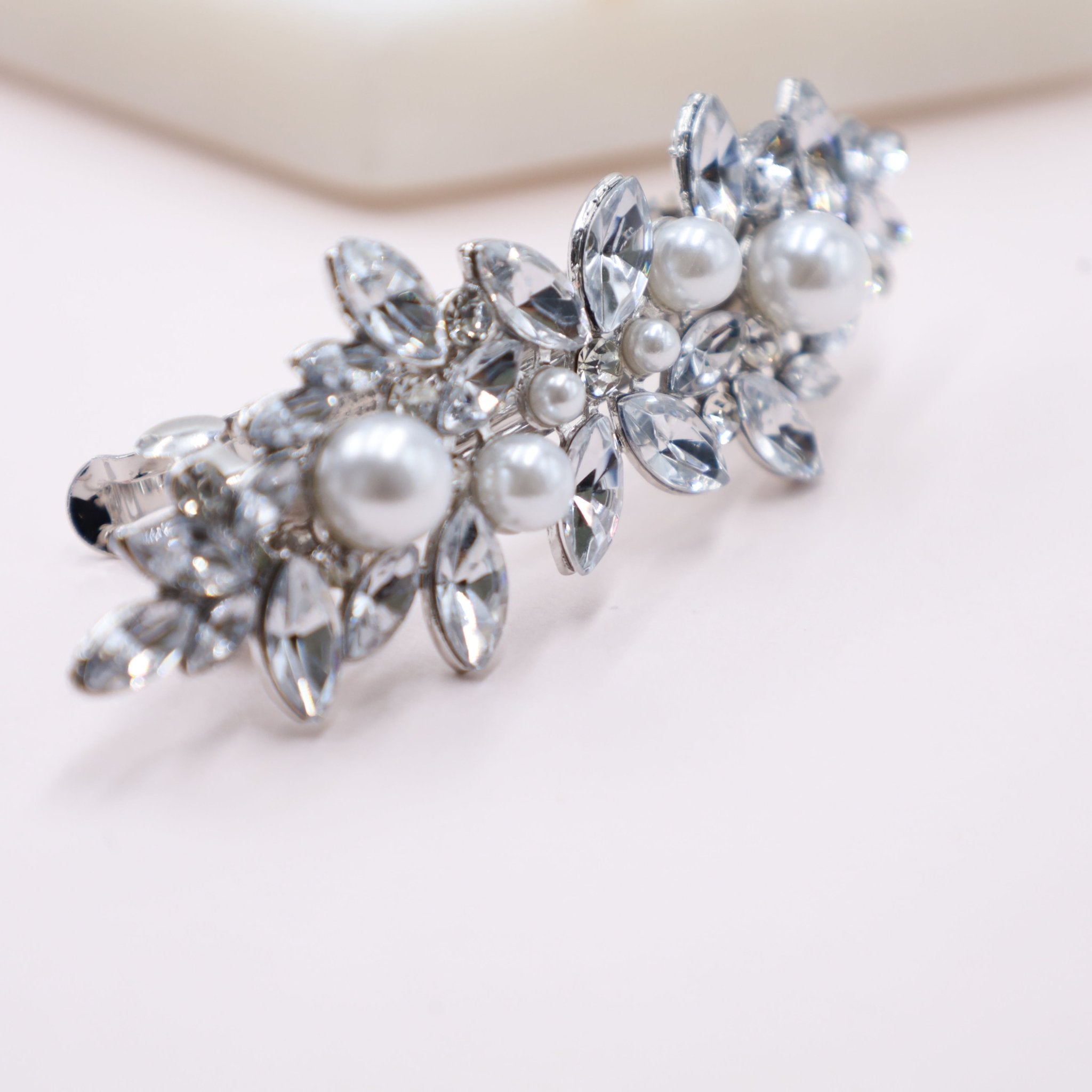 Pearl Swarovski Rhinestone Crystal Hair Barrette | Symila  display picture 3