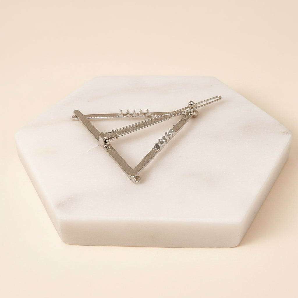 Silver Triangle Geometric Hairpin Barrette | Symila Fashion display picture 1