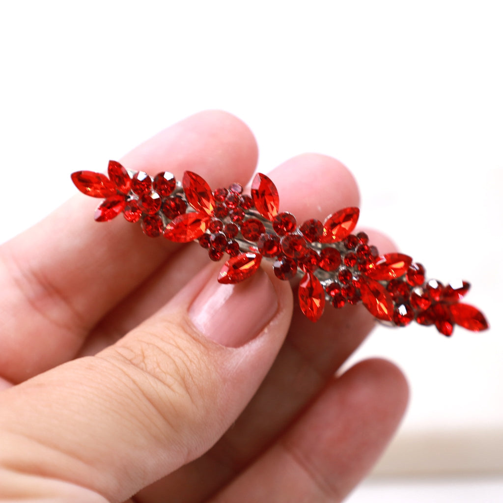 Small Red Crystal Barrette - Symila Fashion