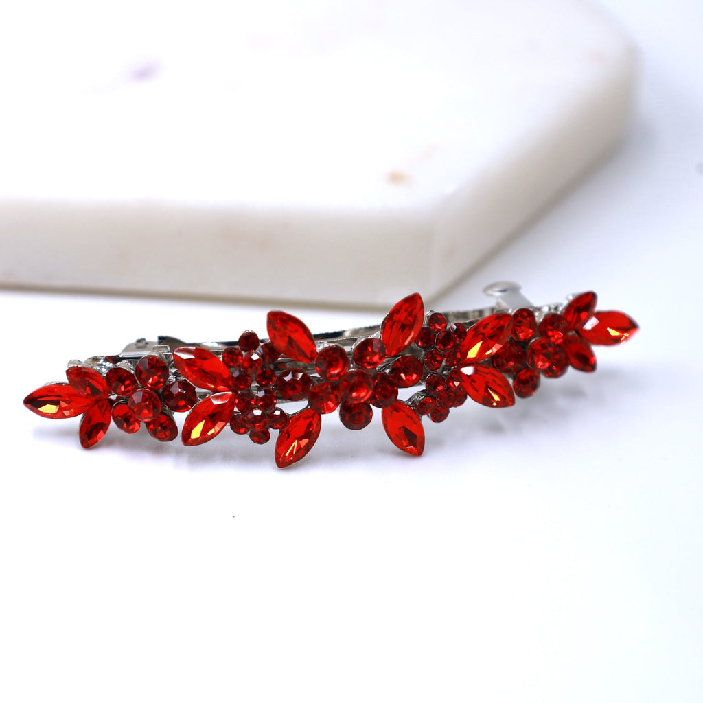 Small Red Crystal Barrette - Symila Fashion