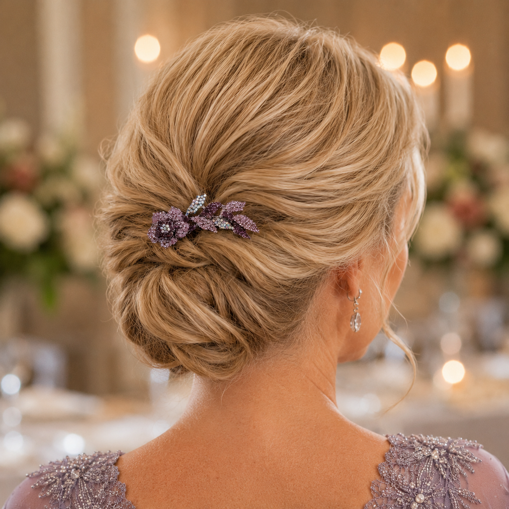 Purple Crystal Barrette for Weddings | Symila | Symila