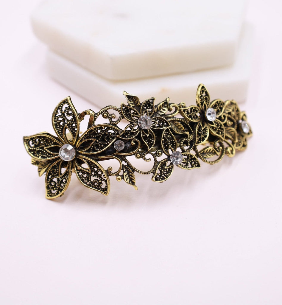 Vintage Style Gold Hair Barrette - Symila Fashion