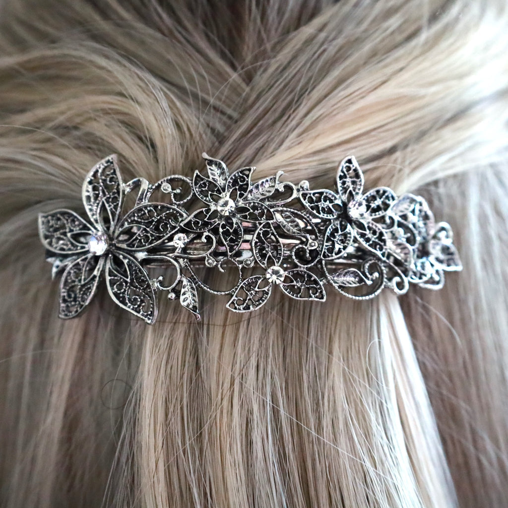 Vintage Style Silver Hair Barrette - Symila Fashion