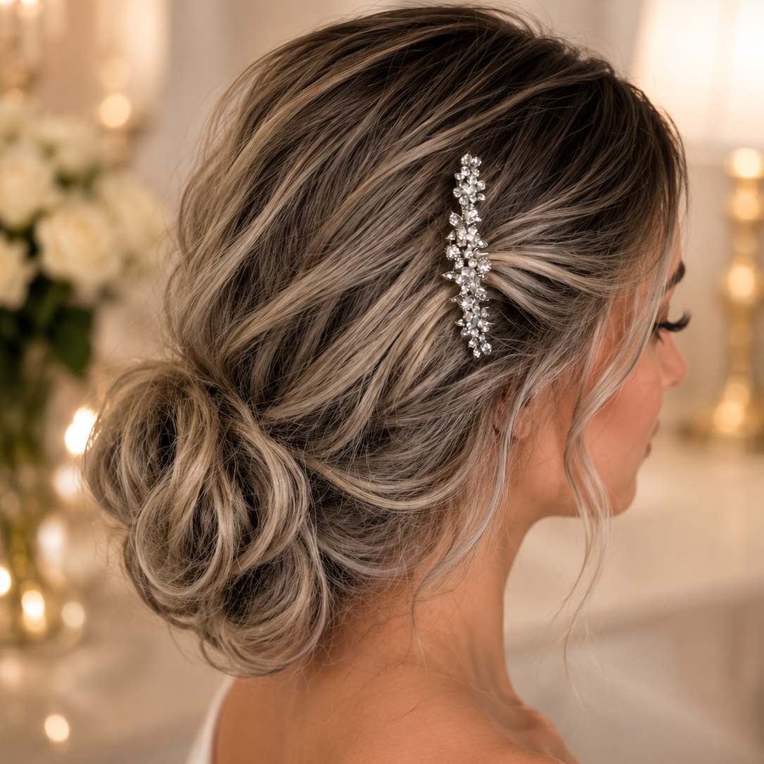 Swarovski Crystal Side Combs - Strong Hold Hair Comb for Bun Chignon Up-Do Four Tooth Fork Crystal Butterfly Decorative Hair Combs  main image 4