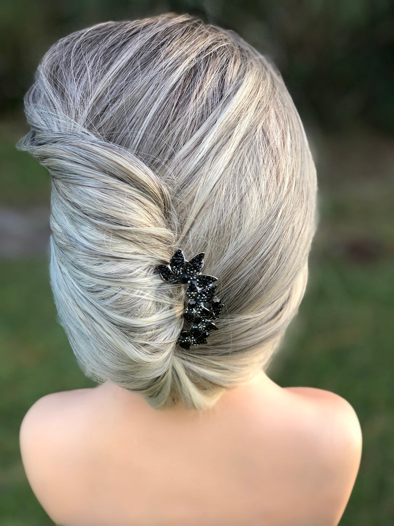 Black Crystal Hair Stick - Symila Fashion