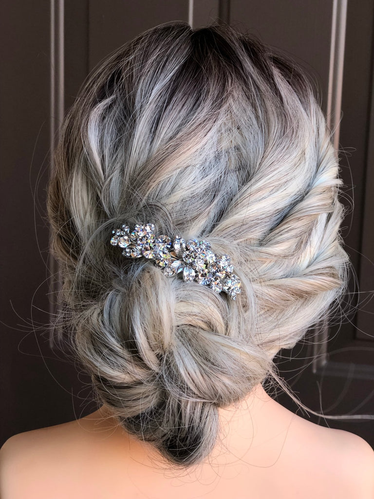 Crystal Silver Hair Barrette - Symila Fashion