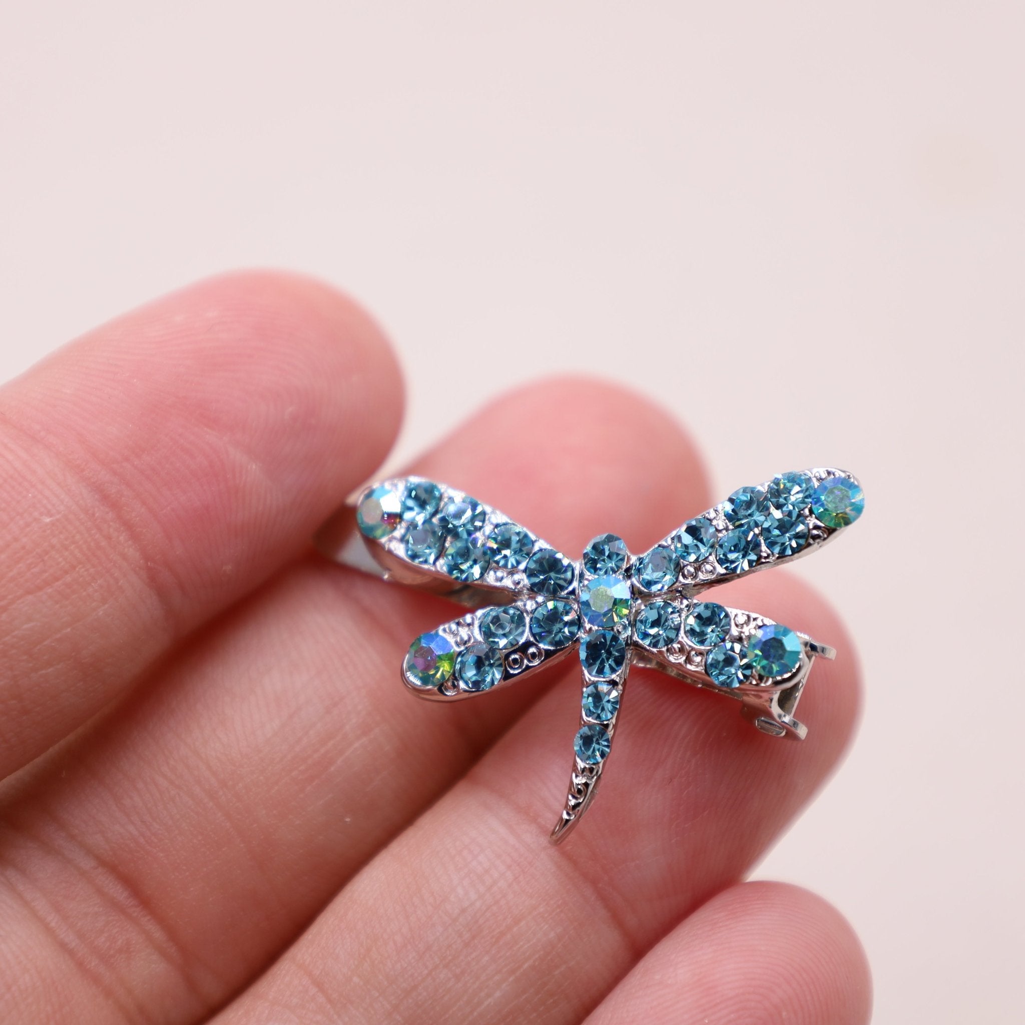 Silver Dragonfly Hair Clips 2 Set Abalone & Silver Dragonfly Hair Pin Set – Natural Shell  main image 2