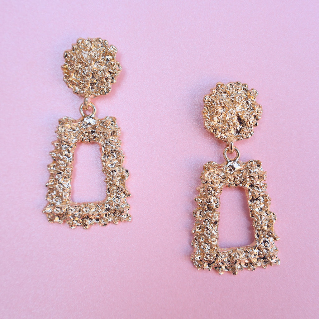 Geometric Gold Alloy Drop Earrings - Symila Fashion