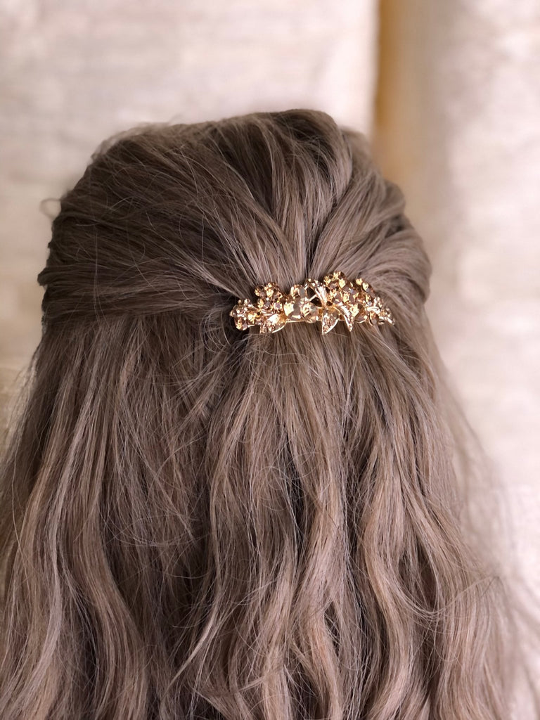 Golden Crystal Hair Clip Barrette - Symila Fashion