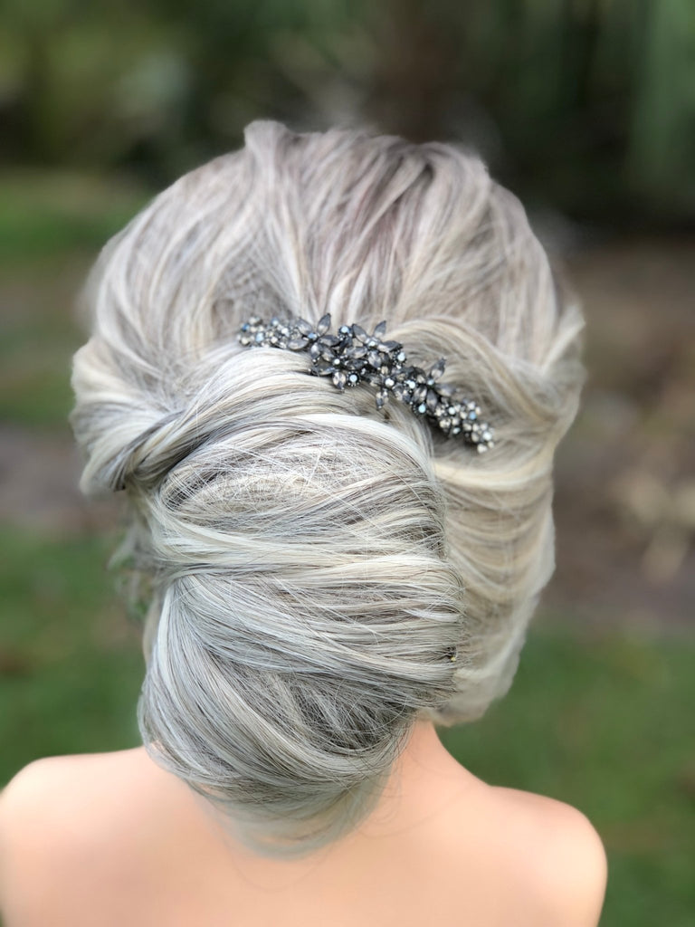 Gray Crystal Hair Barrette - Symila Fashion