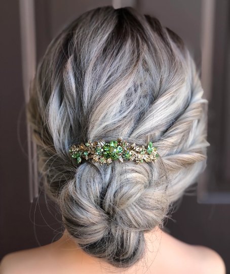Green And Gold Crystal Hair Barrette For Mothers | Symila  display picture 1