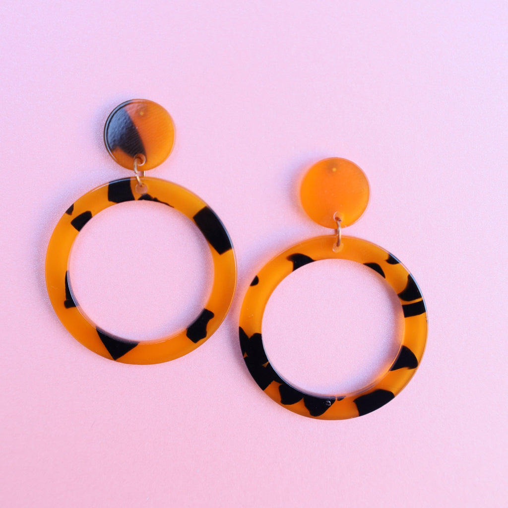 Hoop Leopard Geometric Resin Earrings