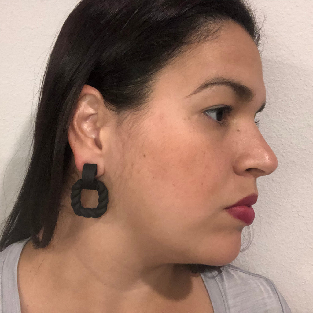 Black Twist Geometric Women Earrings