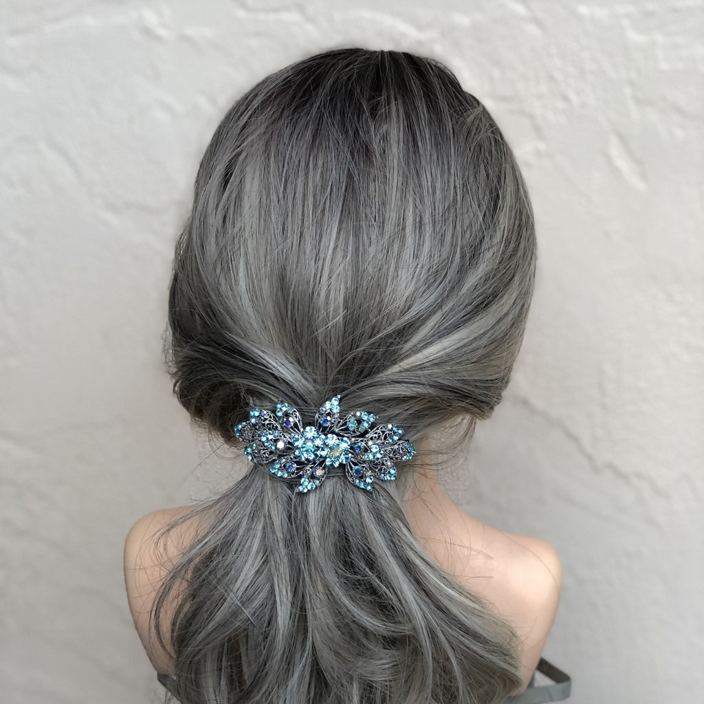 Light Teal Blue/ Aqua Crystal Hair Accessory - Symila Fashion