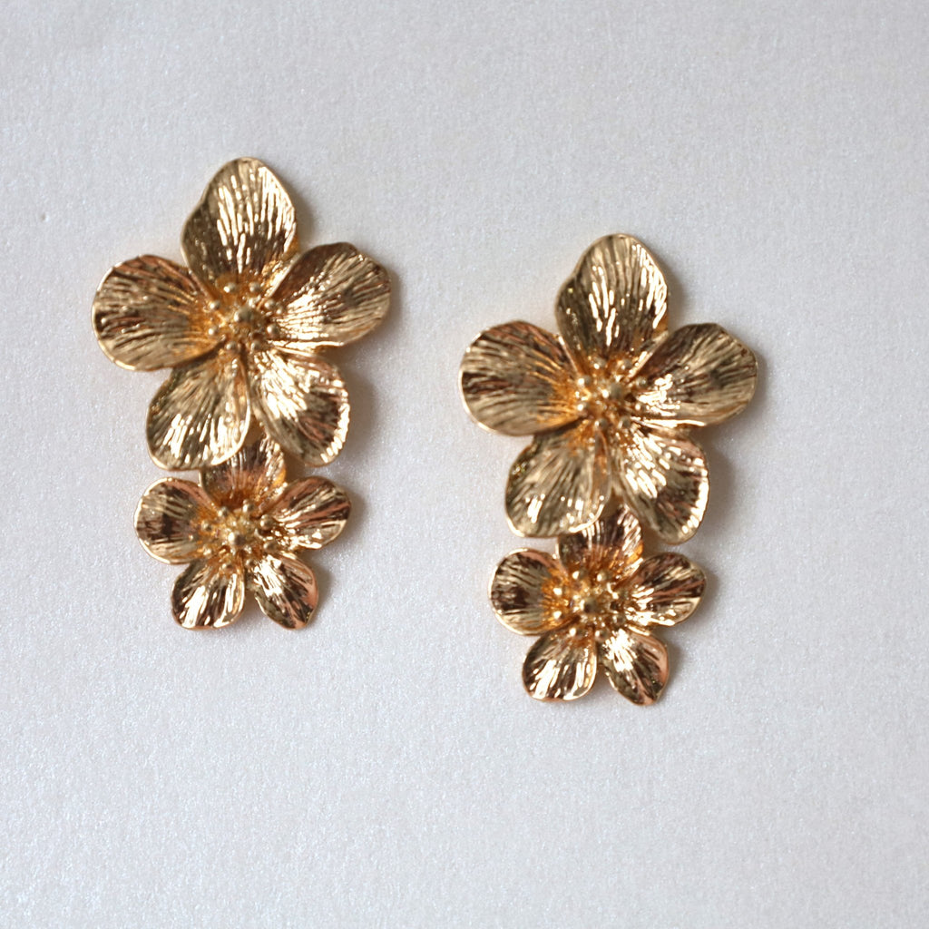 Metallic Gold Floral Women Earrings