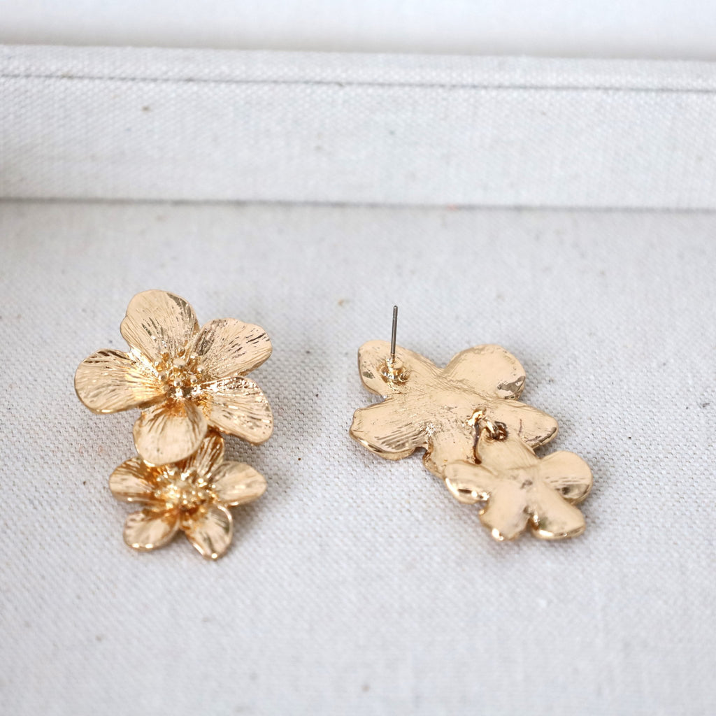 Metallic Gold Floral Women Earrings