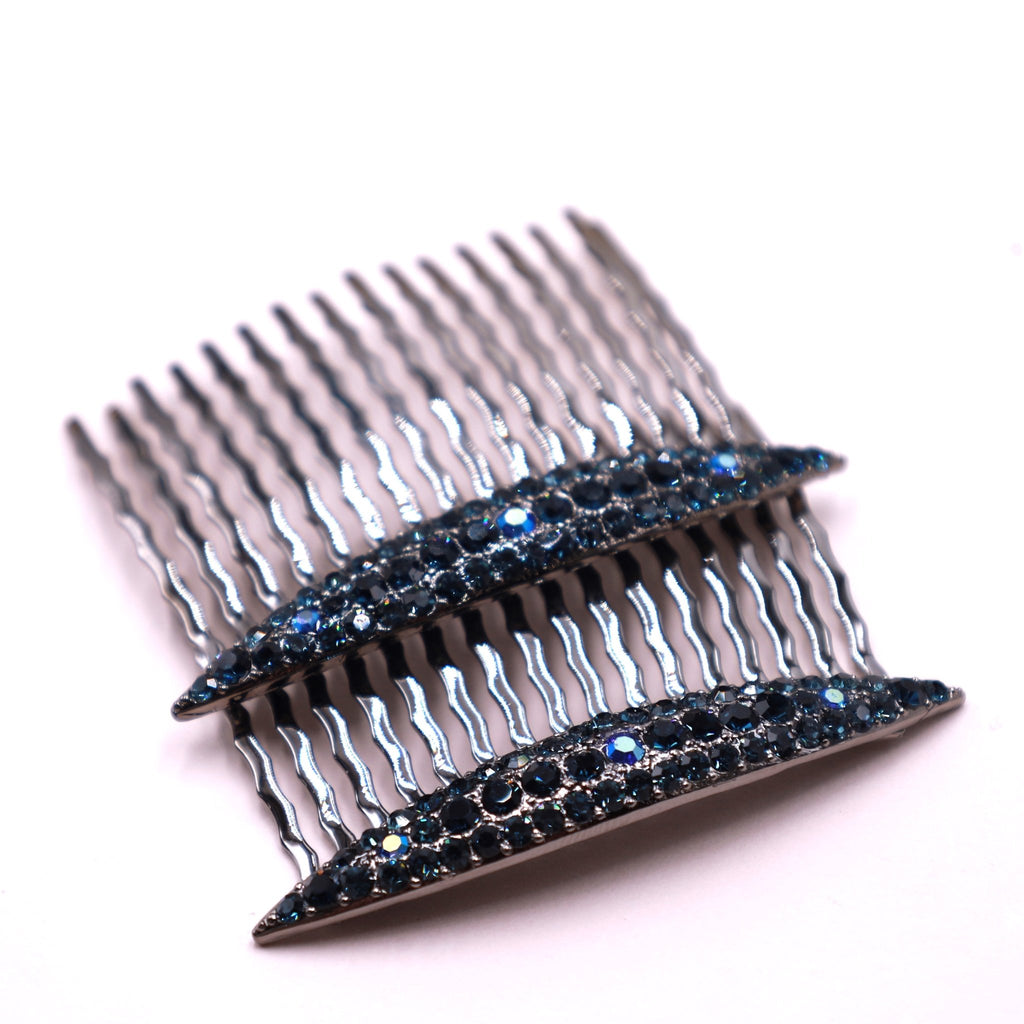Navy Blue Crystal Hair Comb - Symila Fashion