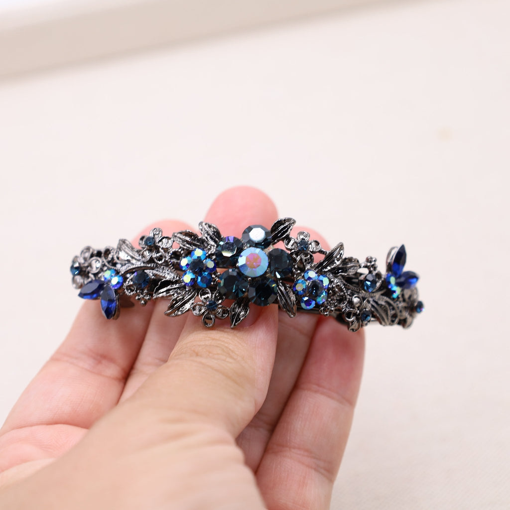 Navy blue hair barrette for mother of the bride or mother of the groom or thick hair