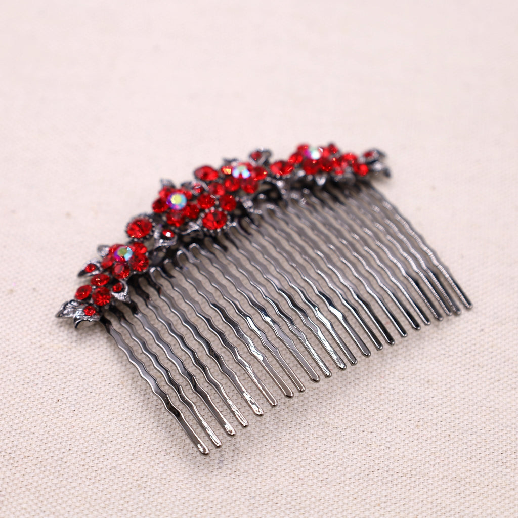 Elegant Red Crystal Hair Comb: Add Sparkle to Your Look