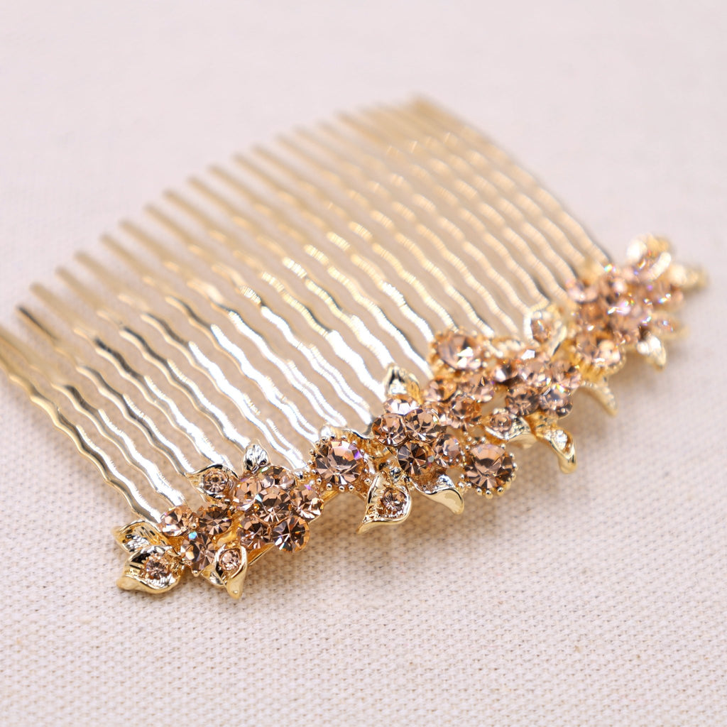 Rose Gold Decorative Side Comb - Symila Fashion