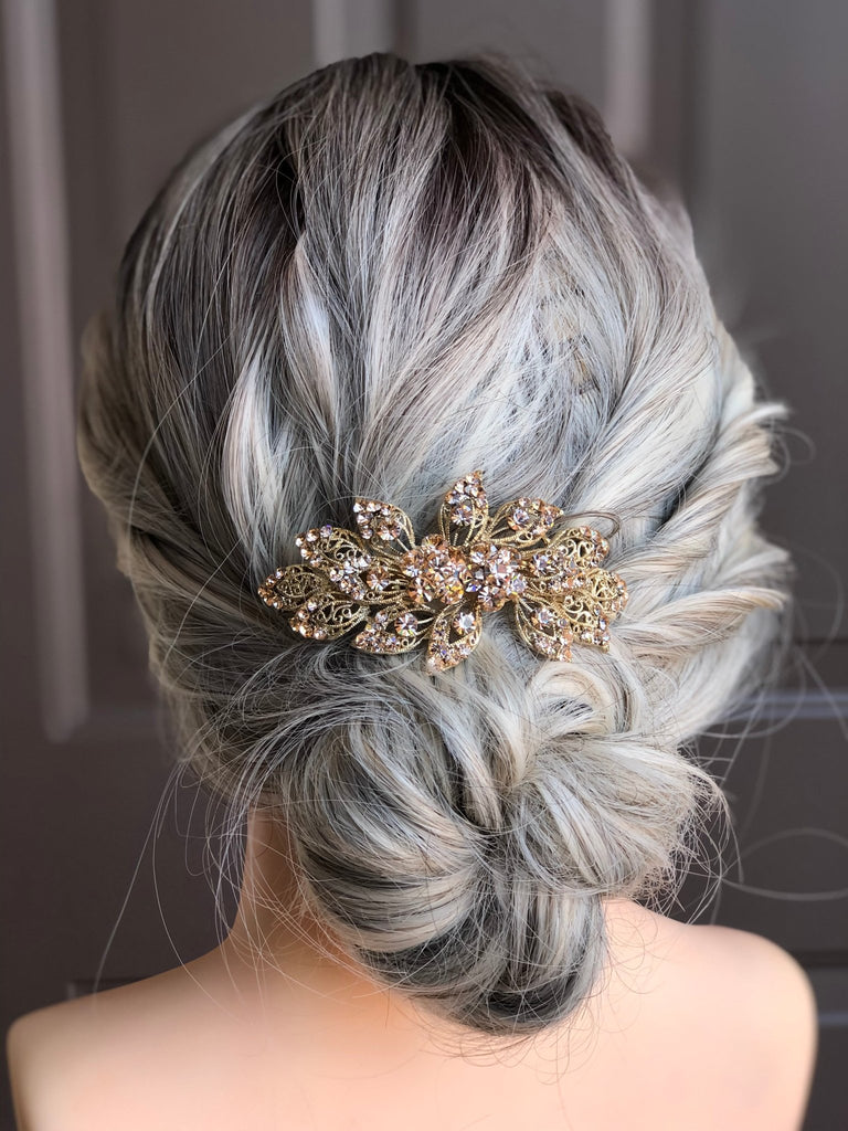 Rose Gold Wedding Barrette Hairpiece - Symila Fashion