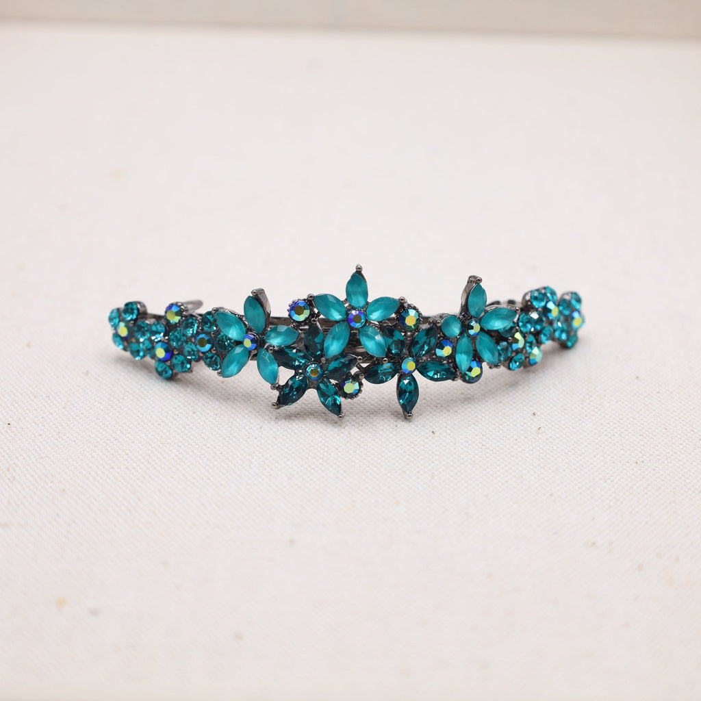 Teal turquoise hair barrette, perfect for securing thick, long locks in style.